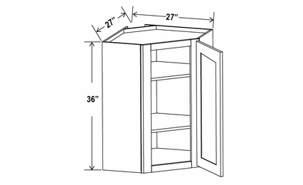 Shaker Expresso DCW2736: Wall Diagonal Corner Cabinet: Assembled Kitchen Cabinets
