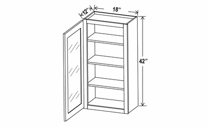 Shaker Expresso W1842GD: 42"High Wall Cabinet With 1 Glass Door: Assembled Kitchen Cabinets