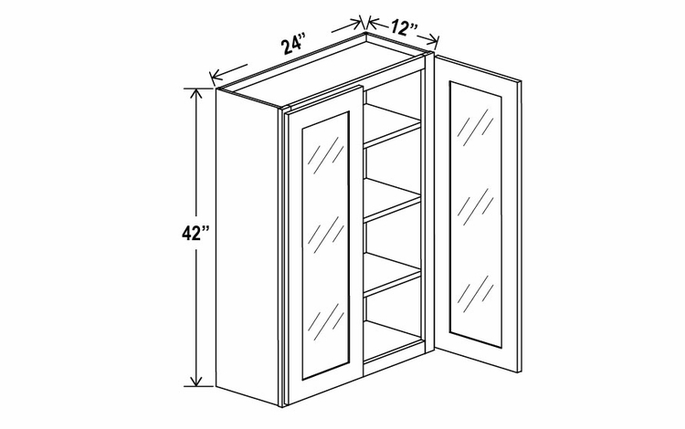 Shaker Expresso W2442GD: 42"High Wall Cabinet With 2 Glass Doors: Assembled Kitchen Cabinets