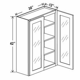 Shaker Expresso W3042GD: 42"High Wall Cabinet With 2 Glass Doors: Assembled Kitchen Cabinets