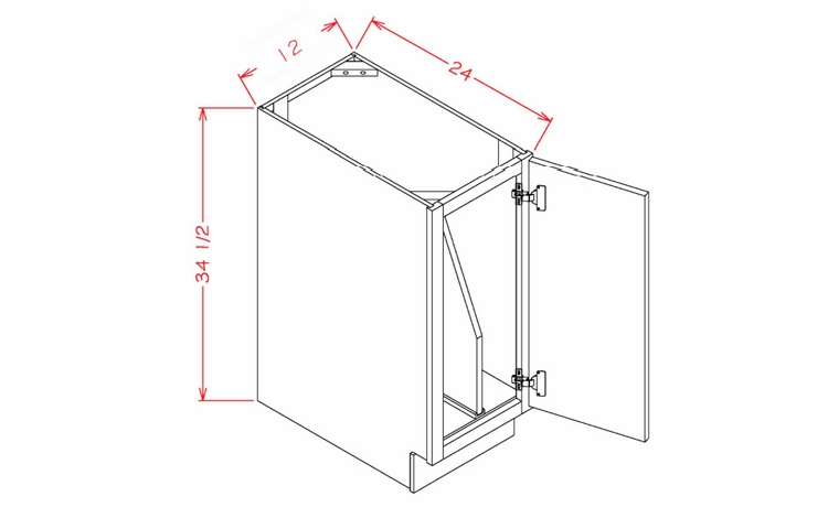 Shaker Honey B12FHTD: Full Height Tray Divider Base Cabinet: RTA Kitchen Cabinet