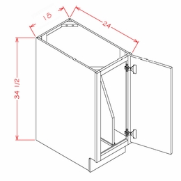 Shaker Honey B18FHTD: Full Height Tray Divider Base Cabinet: RTA Kitchen Cabinet