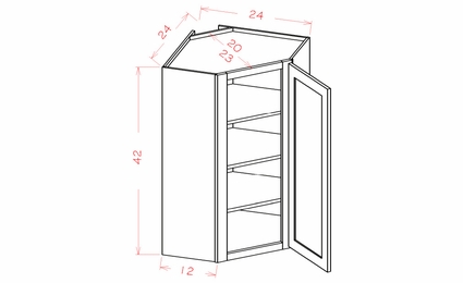 Shaker Honey DCW2442: Diagonal Corner Wall Cabinet: RTA Kitchen Cabinet