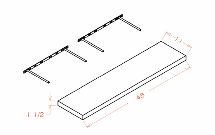 Shaker Honey FS48: Floating Shelf: RTA Kitchen Cabinet