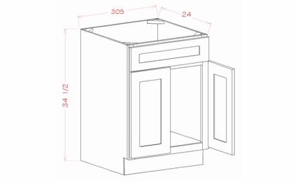 Shaker Honey SB30S: Sink Base Cabinet With Single Drawer Front: RTA Kitchen Cabinet