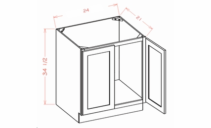Shaker Honey VS24FH: Full Height Double Door Vanity Sink Base Cabinet: RTA Kitchen Cabinet
