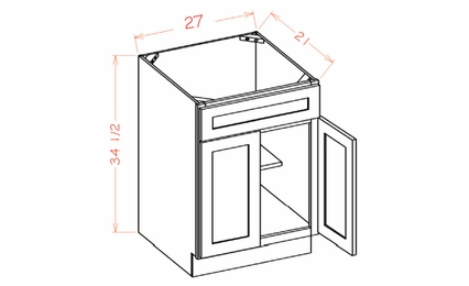 Shaker Honey VS27: Vanity Sink Base Cabinet: RTA Kitchen Cabinet