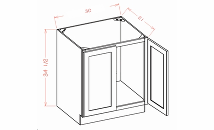 Shaker Honey VS30FH: Full Height Double Door Vanity Sink Base Cabinet: RTA Kitchen Cabinet