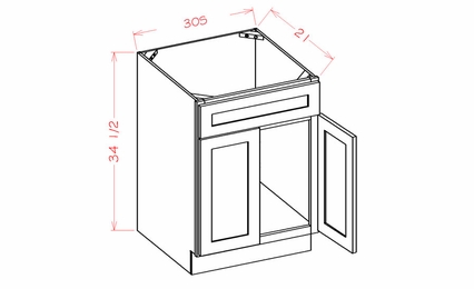 Shaker Honey VS30S: Double Door Vanity Sink Base Cabinet: RTA Kitchen Cabinet