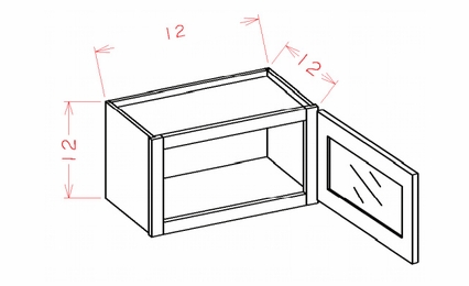 Shaker Honey W1212GD: Glass Door Wall Stacker Cabinet - Single Door: RTA Kitchen Cabinet