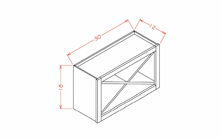 Shaker Honey WXR3018: Wall X Rack Cabinet Kit: RTA Kitchen Cabinet