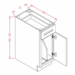 Shaker Unfinished B12TD: Base Cabinet With Tray Divider: RTA Kitchen Cabinets