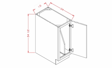 Shaker Unfinished B18FHTD: Full Height Tray Divider Base Cabinet: RTA Kitchen Cabinets