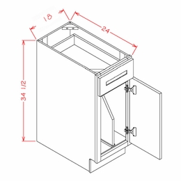 Shaker Unfinished B18TD: Base Cabinet With Tray Divider: RTA Kitchen Cabinets