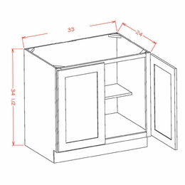 Shaker Unfinished B33FH: Full Height Double Door Base Cabinet: RTA Kitchen Cabinets