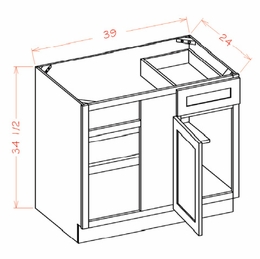 Shaker Unfinished BBC42: Blind Base Cabinet: RTA Kitchen Cabinets