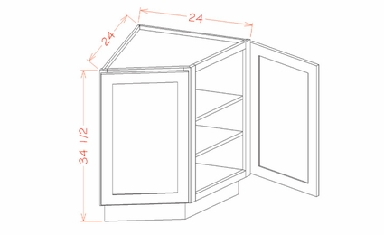 Shaker Unfinished BEC24: Base End Cabinet: RTA Kitchen Cabinets