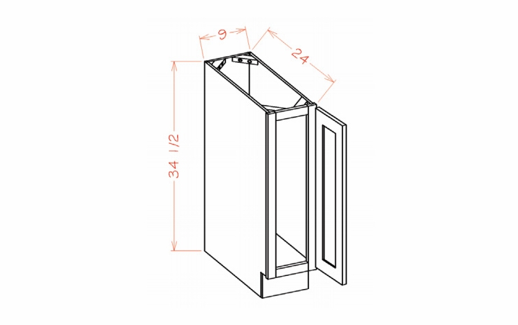 Shaker Unfinished BT9: Tray Base Cabinet: RTA Kitchen Cabinets