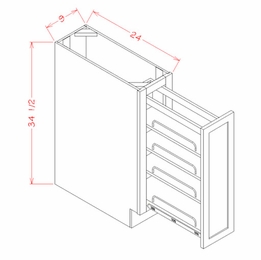Shaker Unfinished BT9PO: Base With Shelf Pullout: RTA Kitchen Cabinets
