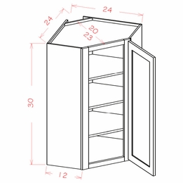 Shaker Unfinished DCW2430: Diagonal Corner Wall Cabinet: RTA Kitchen Cabinets