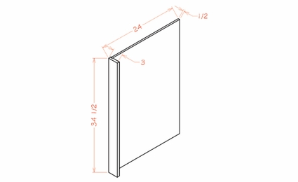 Shaker Unfinished DWR3: Dishwasher Return Panel: RTA Kitchen Cabinets