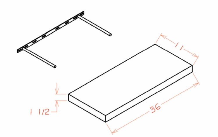 Shaker Unfinished FS36: Floating Shelf: RTA Kitchen Cabinets