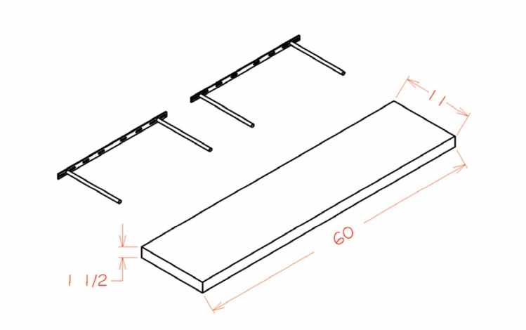 Shaker Unfinished FS60: Floating Shelf: RTA Kitchen Cabinets