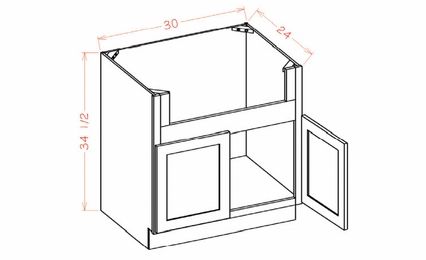 Shaker Unfinished FSB30: Farm Sink Base Cabinet: RTA Kitchen Cabinets