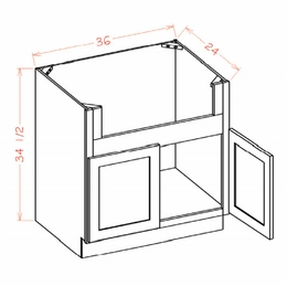 Shaker Unfinished FSB36: Farm Sink Base Cabinet: RTA Kitchen Cabinets