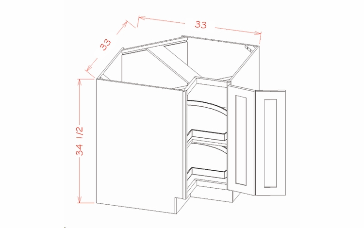 Shaker Unfinished LSB33: Base Easy Reach Cabinet With Lazy Susan Trays : RTA Kitchen Cabinets