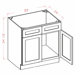 Shaker Unfinished SB33: Sink Base Cabinet: RTA Kitchen Cabinets