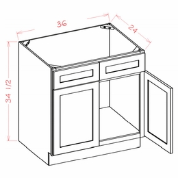 Shaker Unfinished SB36: Sink Base Cabinet: RTA Kitchen Cabinets