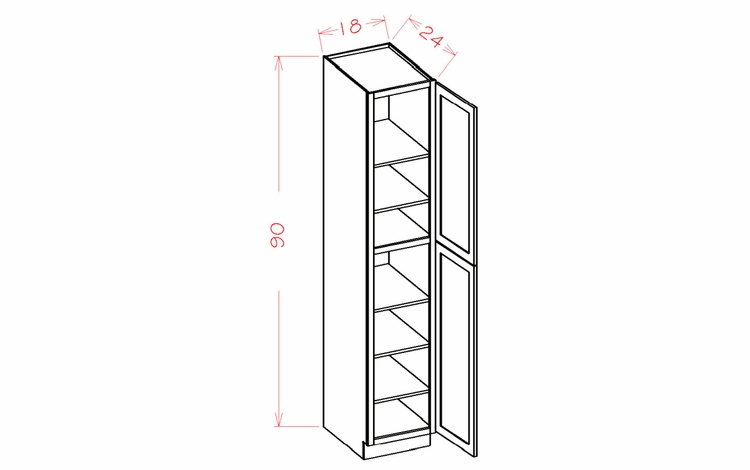 Shaker Unfinished U189024: Utility Cabinet - Two Doors: RTA Kitchen Cabinets