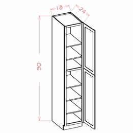 Shaker Unfinished U189024: Utility Cabinet - Two Doors: RTA Kitchen Cabinets