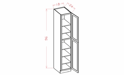 Shaker Unfinished U189624: Utility Cabinet - Two Doors: RTA Kitchen Cabinets
