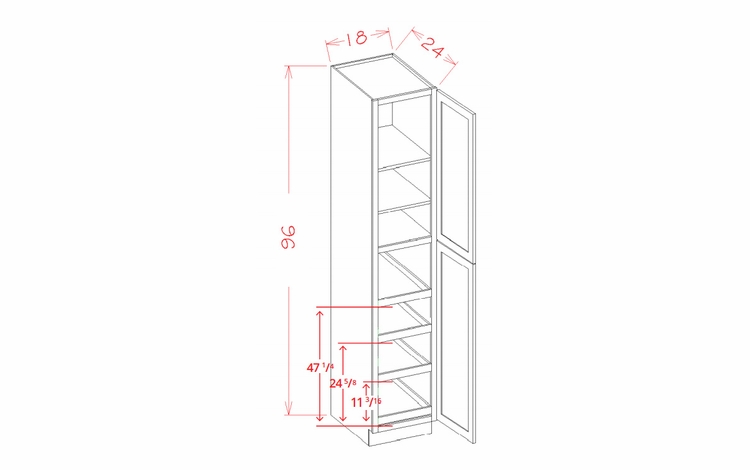 Shaker Unfinished U1896244RS: Utility Cabinet - Two Doors: RTA Kitchen Cabinets