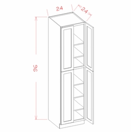 Shaker Unfinished U249624: Utility Cabinet - Four Doors: RTA Kitchen Cabinets