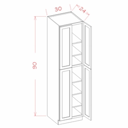 Shaker Unfinished U309024: Utility Cabinet - Four Doors: RTA Kitchen Cabinets