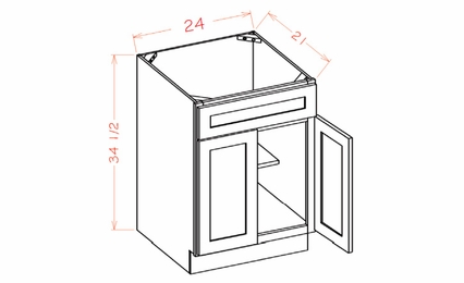 Shaker Unfinished VS24: Vanity Sink Base Cabinet: RTA Kitchen Cabinets