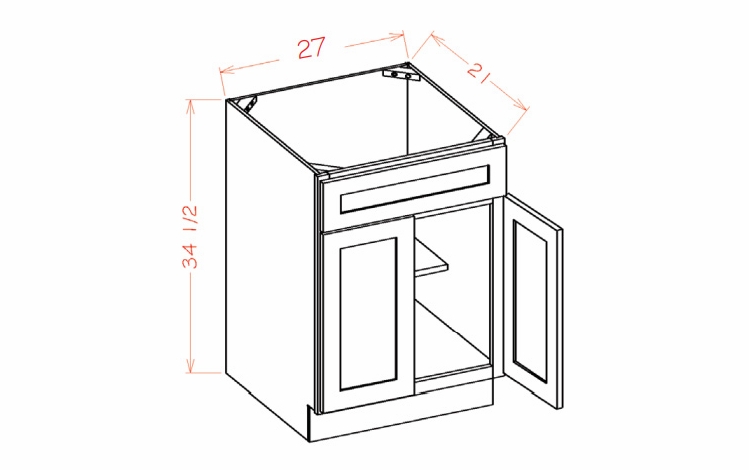Shaker Unfinished VS27: Vanity Sink Base Cabinet: RTA Kitchen Cabinets