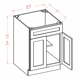 Shaker Unfinished VS27: Vanity Sink Base Cabinet: RTA Kitchen Cabinets