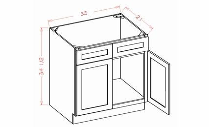 Shaker Unfinished VS33: Vanity Sink Base Cabinet: RTA Kitchen Cabinets
