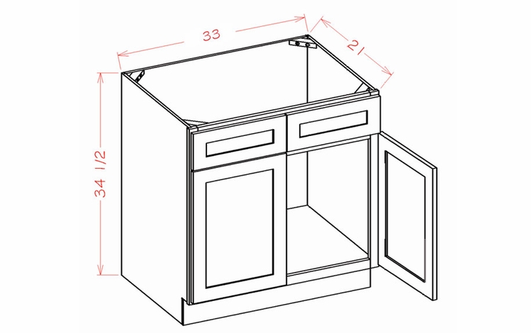 Shaker Unfinished VS33: Vanity Sink Base Cabinet: RTA Kitchen Cabinets