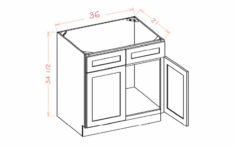 Shaker Unfinished VS36: Vanity Sink Base Cabinet: RTA Kitchen Cabinets