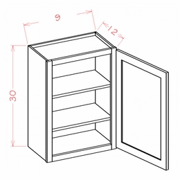 Shaker Unfinished W0930: 30" High Wall Cabinet - Single Door: RTA Kitchen Cabinets