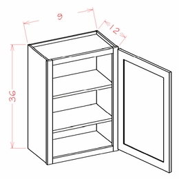 Shaker Unfinished W0936: 36" High Wall Cabinet - Single Door: RTA Kitchen Cabinets
