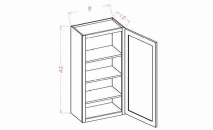 Shaker Unfinished W0942: 42" High Wall Cabinet - Single Door: RTA Kitchen Cabinets