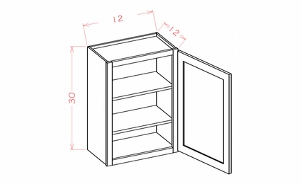 Shaker Unfinished W1230: 30" High Wall Cabinet - Single Door: RTA Kitchen Cabinets