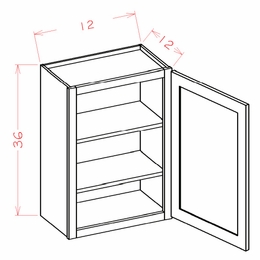 Shaker Unfinished W1236: 36" High Wall Cabinet - Single Door: RTA Kitchen Cabinets