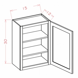 Shaker Unfinished W1530: 30" High Wall Cabinet - Single Door: RTA Kitchen Cabinets